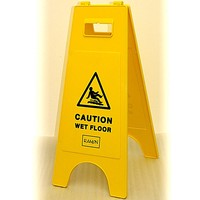 CAUTION WET FLOOR - Warning Sign - Yellow - Tough Plastic A-Frame