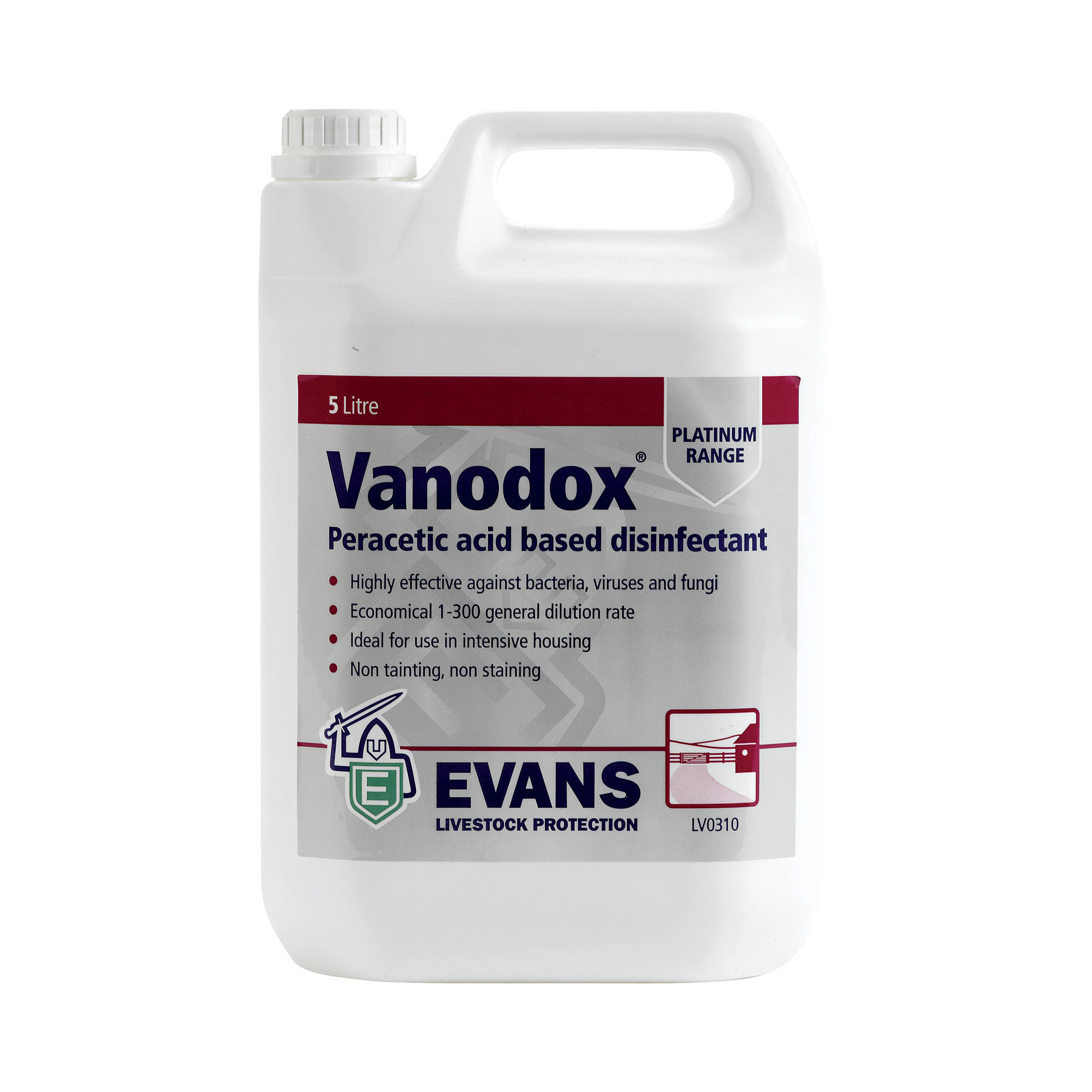 Evans Vanodine Vanodox Peracetic Disinfectant 5ltr