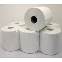 Centre Feed Towel Roll - Industrial 2 Ply Hand & Wipe Tissue Paper - White - 195mm x 400mm x 150m (375 sheets) - Pack of 6
