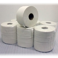 Mini Jumbo Toilet Roll - Industrial 2 Ply Tissue Paper - White - 95mm x 200mm x 150m - Pack of 12
