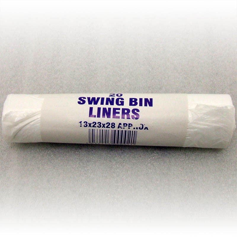 200 Swing Bin Liners (13 x 23 x 28'') White 10 Rolls of 20 Bags