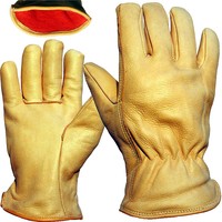 Drivers Glove - Felt Lined - Quality Leather - Elasticated Back - One Size