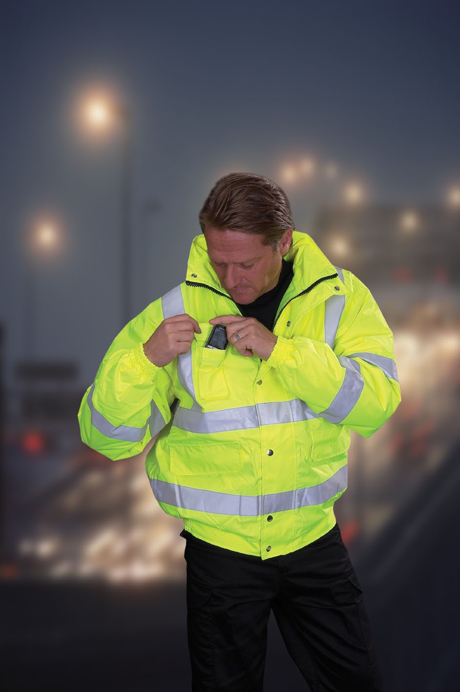 Hi Visibility Bomber Jacket BS EN471 Class 3 Essential Safety