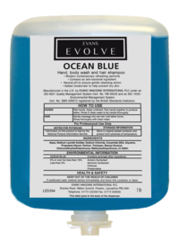 Evans Vanodine Evolve Ocean Blue Hand, Body Wash and Hair Shampoo Cartridge Pack 1ltr - Case of 6