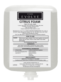 Evans Vanodine Evolve Citrus Foam Hand and Body Wash Cartridge Pack 1ltr - Case of 6